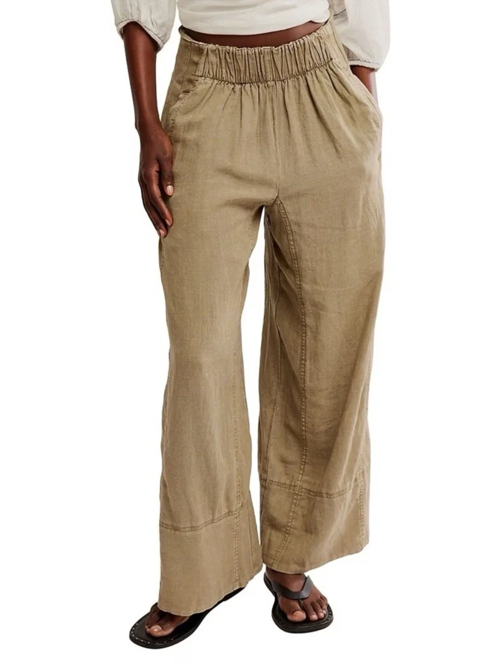 Free People Day's End Linen Pull-On Pants